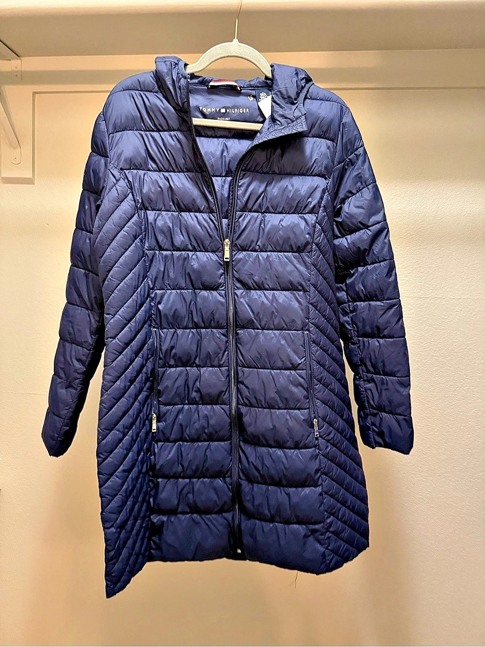 Tommy Hilfiger Packable Hooded Puffer Coat Blue